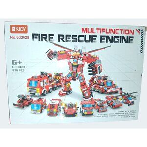 Multifunction Fire Rescue Engine Building Set 836 Pcs Ages 6+ Kidy #633028 NEW S